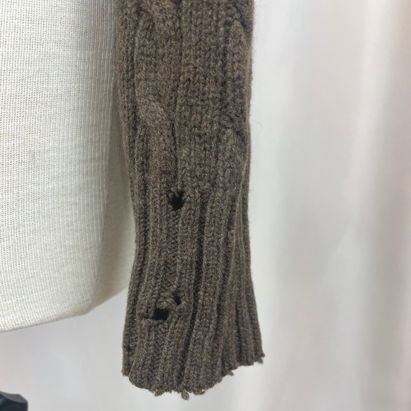 Vintage (S) RALPH LAUREN Cashmere Cable Button Cardigan Sweater Grunge-Thrashed - Picture 6 of 8